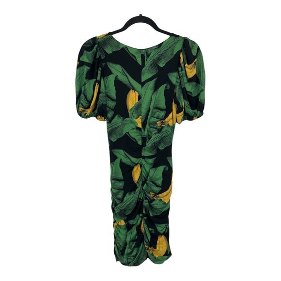 Ganni Dress Leaf print bodycon minidress green black size 32 (US 0) - Picture 5 of 8